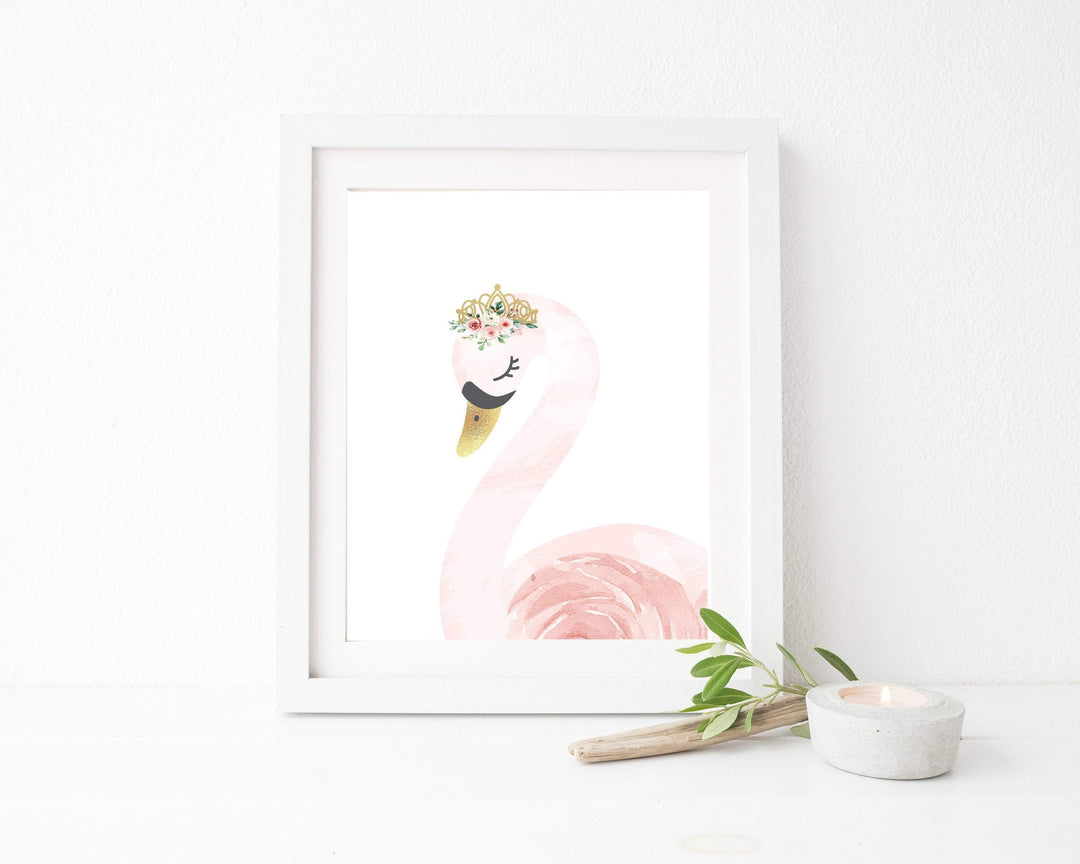Pink Swan Nursery Wall Art Print nursery art print baby nursery bedroom decor