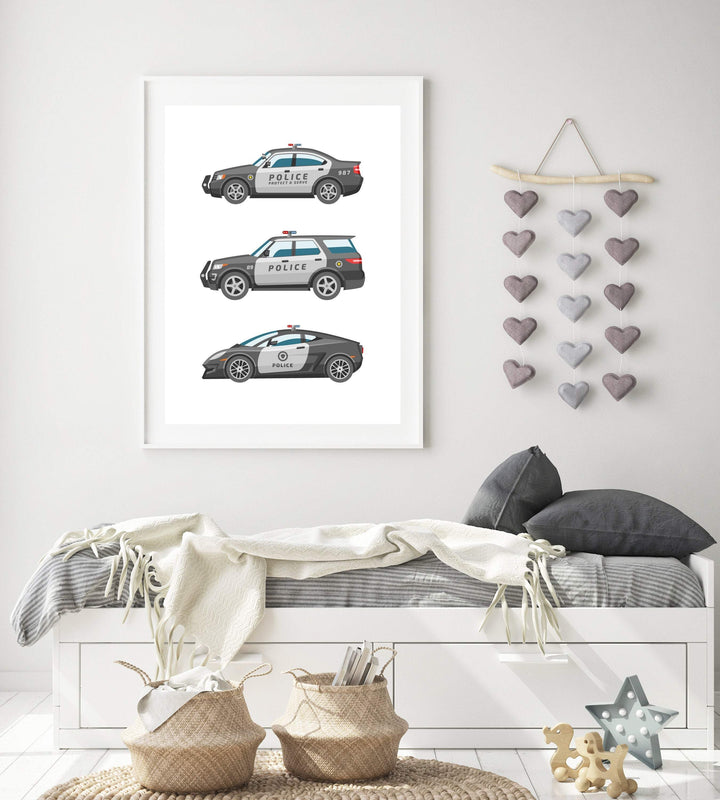 Police car print - Boys room decor - Police print - Toddler boy wall art - Boys vehicle decor - Toddler boy print - Transportation wall art nursery art print baby nursery bedroom decor