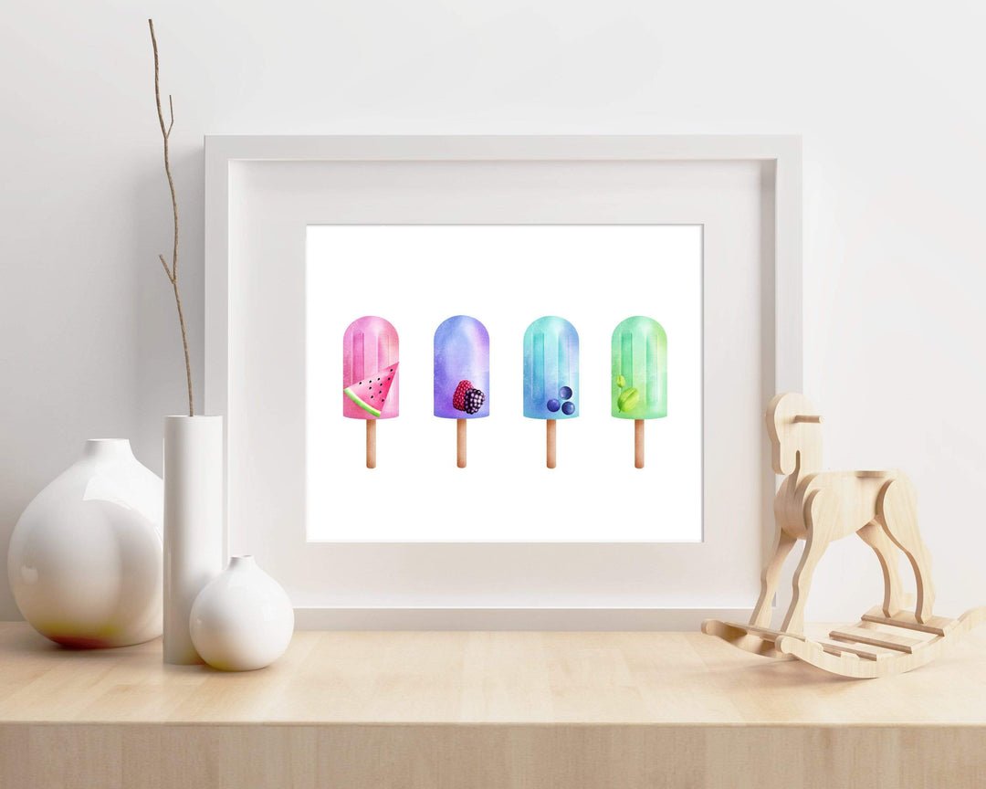 Popsicle art print - Ice cream print - Popsicle printable - Kitchen wall art - Girls bedroom decor - Girls nursery prints - Summer Prints nursery art print baby nursery bedroom decor