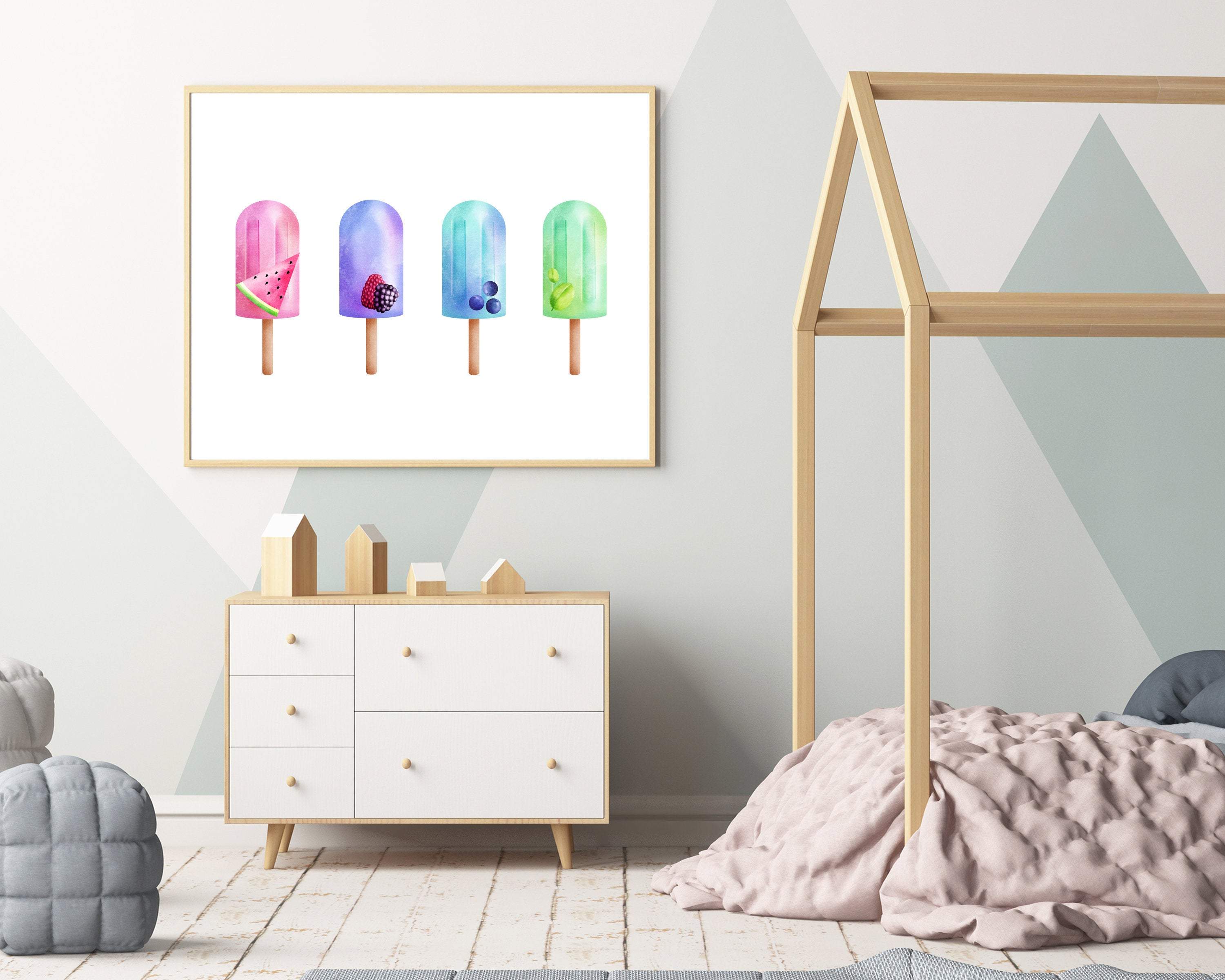 Popsicle art print - Ice cream print - Popsicle printable - Kitchen wall art - Girls bedroom decor - Girls nursery prints - Summer Prints nursery art print baby nursery bedroom decor