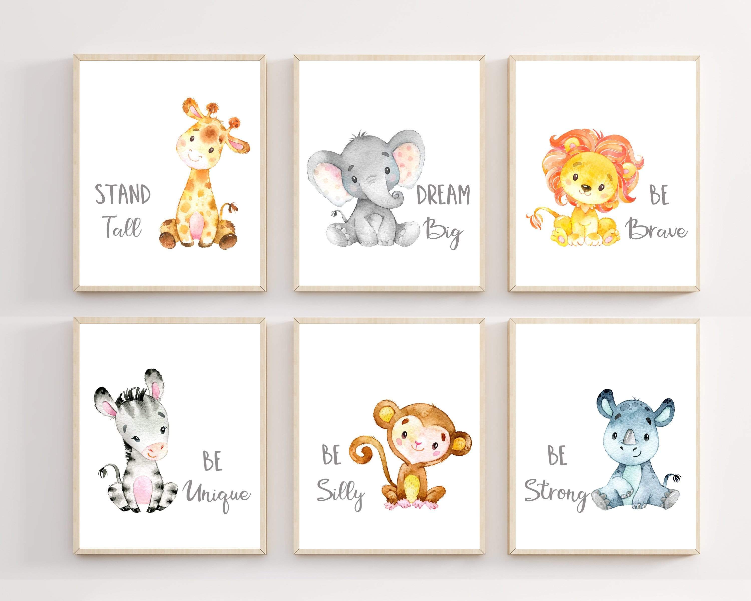 Printable safari animal prints | Set of 6 Baby animals wall art nursery art print baby nursery bedroom decor