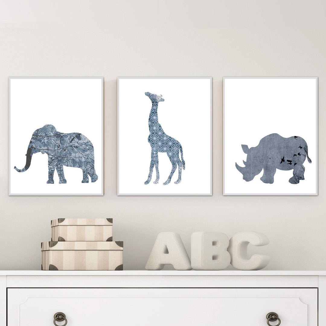Printable safari animals - Baby boy nursery art - Watercolor safari prints - Navy nursery art - Boy safari nursery prints - Safari decor nursery art print baby nursery bedroom decor