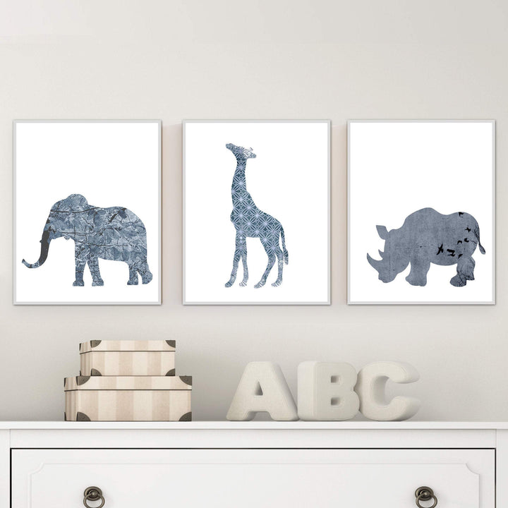 Printable safari animals - Baby boy nursery art - Watercolor safari prints - Navy nursery art - Boy safari nursery prints - Safari decor nursery art print baby nursery bedroom decor