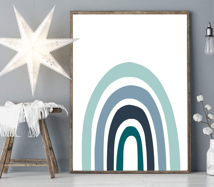 Rainbow boys nursery - Blue rainbow print - Boys room decor - Scandi nursery print - Boys nursery prints - Rainbow printable - Modern boy nursery art print baby nursery bedroom decor