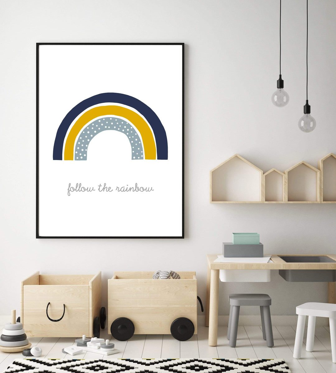 Rainbow for Boys - Boy nursery wall art - Boy nursery decor - Boys rainbow print - Navy and Mustard wall art - Printable Rainbow wall print nursery art print baby nursery bedroom decor