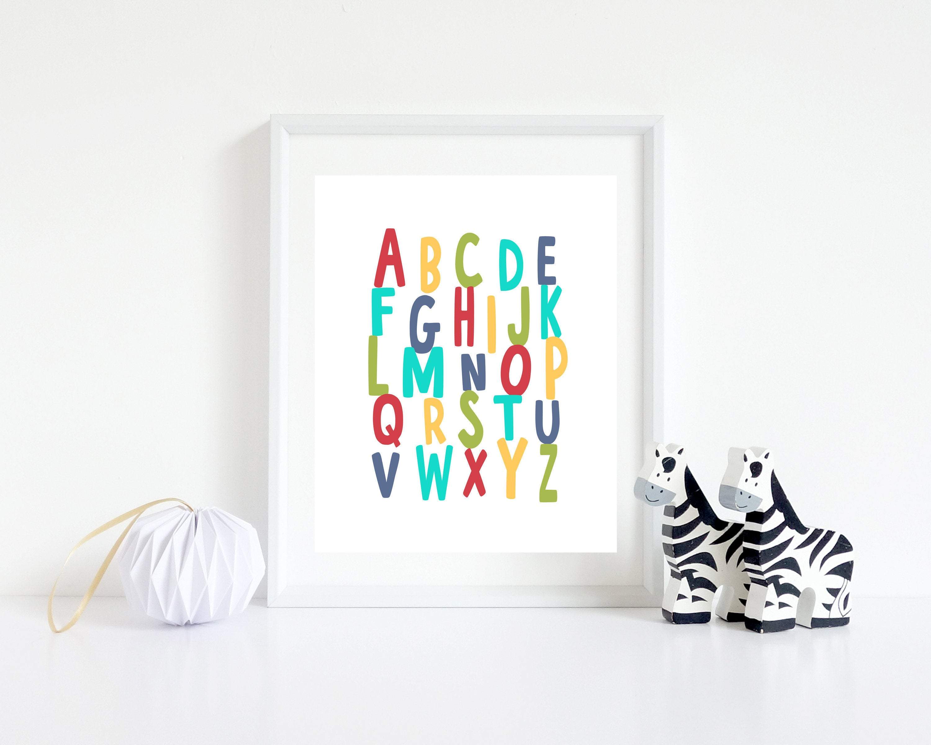 Rainbow Kids Alphabet Wall Art Print nursery art print baby nursery bedroom decor