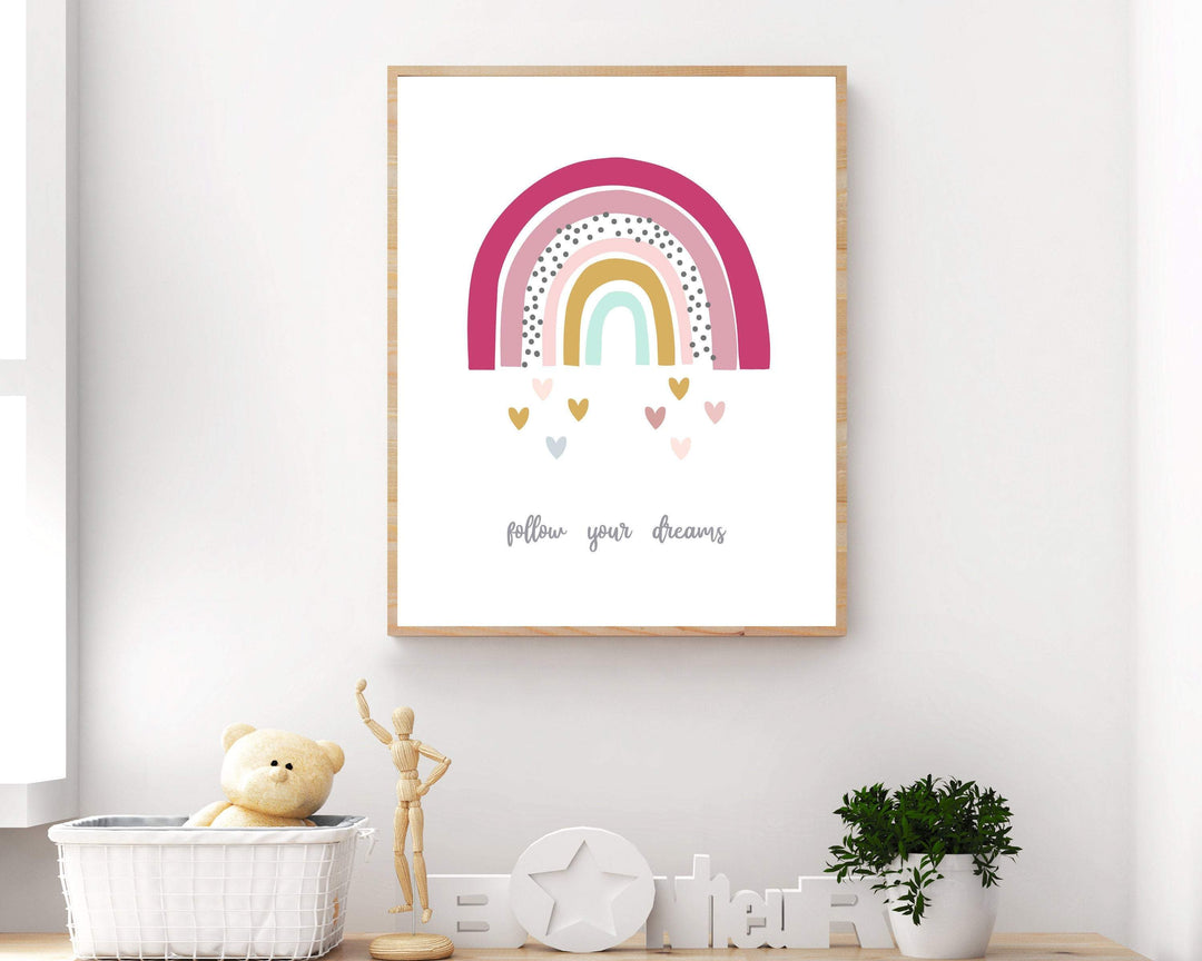 Rainbow print nursery - Rainbow printable art - Baby girl nursery wall art - Pink rainbow print - Rainbow art print - Rainbow wall art nursery art print baby nursery bedroom decor