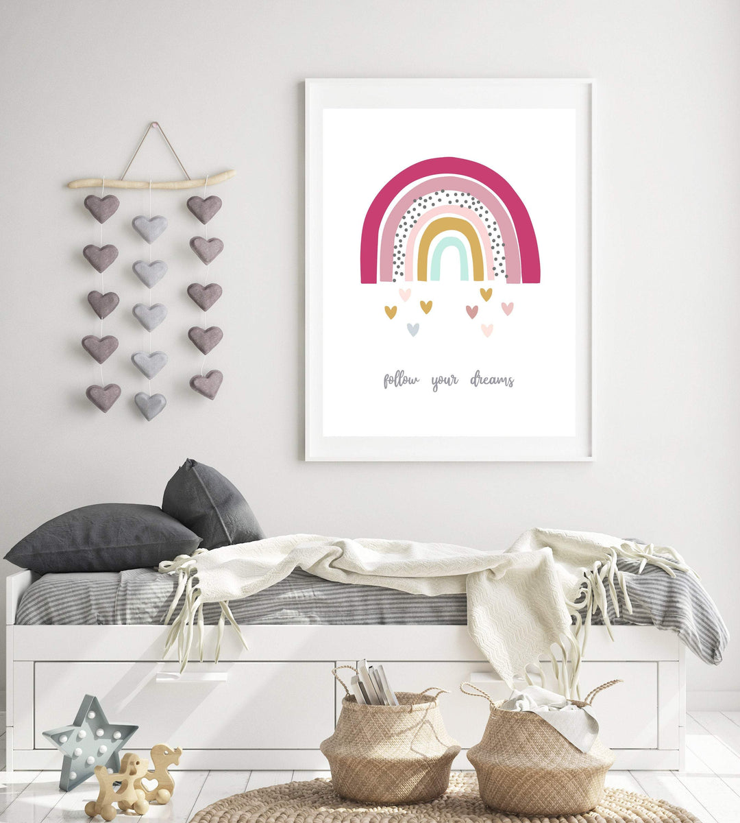 Rainbow print nursery - Rainbow printable art - Baby girl nursery wall art - Pink rainbow print - Rainbow art print - Rainbow wall art nursery art print baby nursery bedroom decor