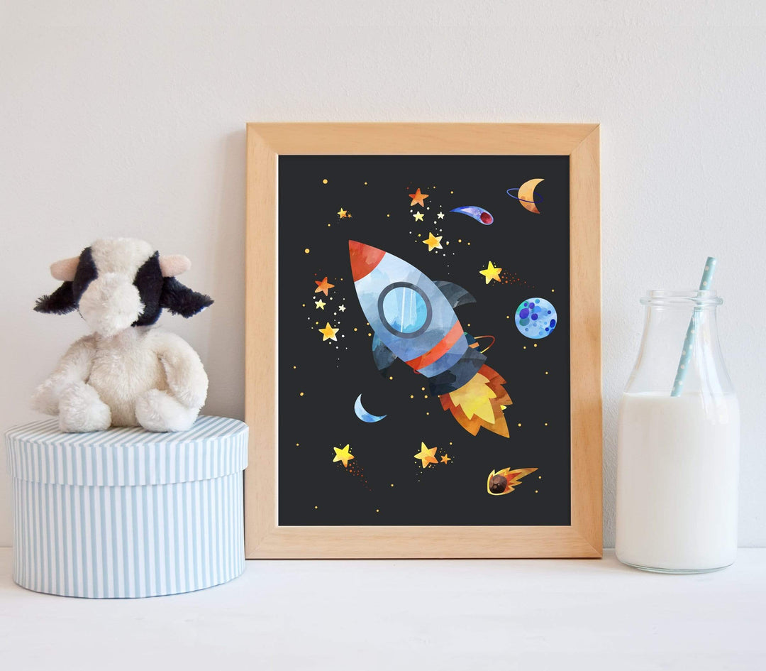 Rocket ship print - Printable wall art - Outer space nursery - Spaced themed nursery wall art - Rocket wall art - Rocket nursery - H1436 nursery art print baby nursery bedroom decor