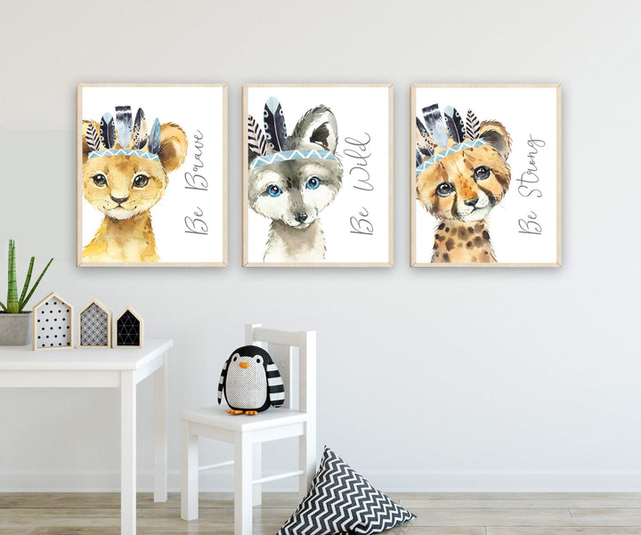 safari animal nursery prints - Tribal nursery decor - Boy safari nursery nursery art print baby nursery bedroom decor