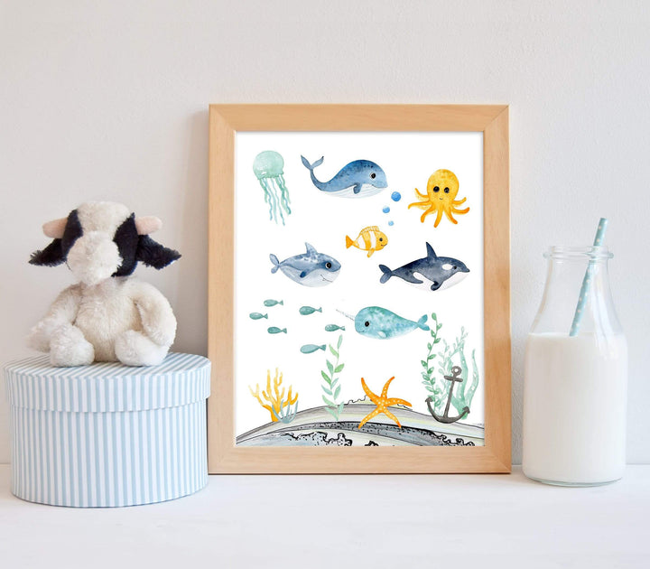 Sea animals wall art - Ocean printable - Boys bedroom print - Nautical art print - Ocean art print - Under the sea nursery - Sea wall art nursery art print baby nursery bedroom decor