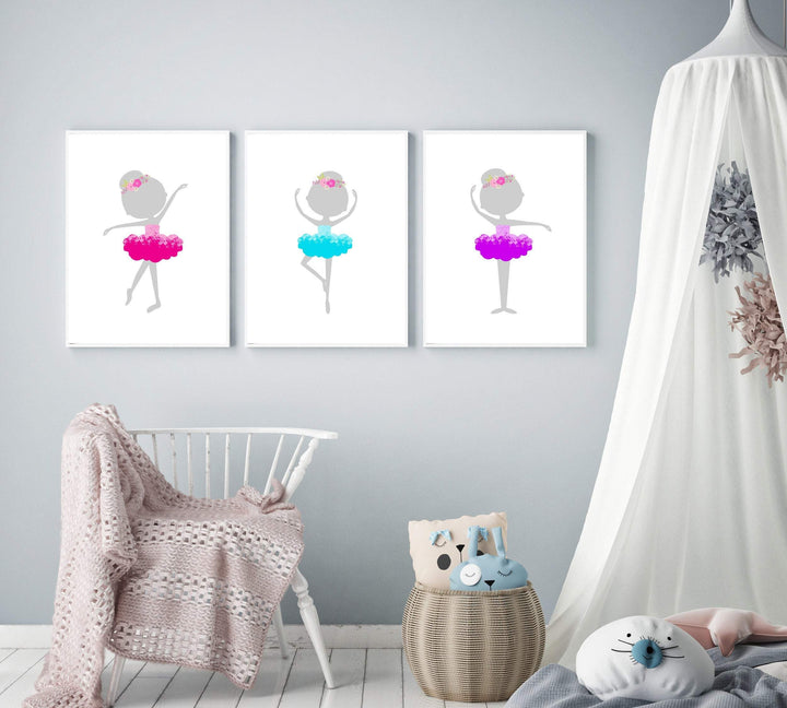Set of 3 Ballerina Prints - Ballerina art print - Ballerina watercolor - Little girl gift - Dancer gift - Ballerina wall art - H1681 nursery art print baby nursery bedroom decor