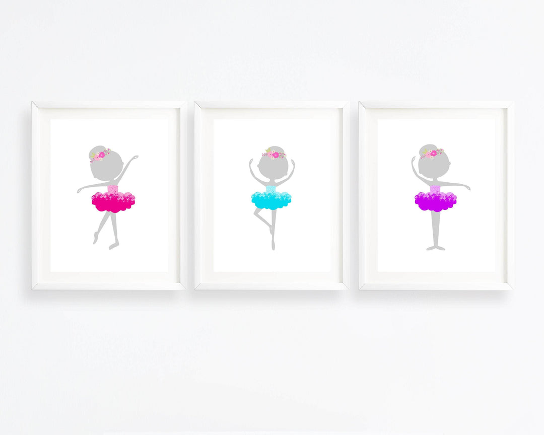 Set of 3 Ballerina Prints - Ballerina art print - Ballerina watercolor - Little girl gift - Dancer gift - Ballerina wall art - H1681 nursery art print baby nursery bedroom decor