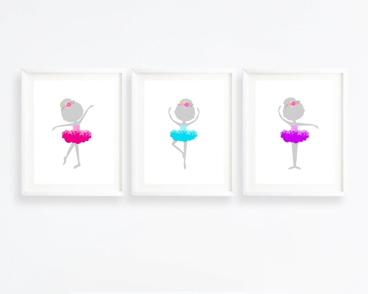 Set of 3 Ballerina Prints - Ballerina art print - Ballerina watercolor - Little girl gift - Dancer gift - Ballerina wall art - H1681 nursery art print baby nursery bedroom decor