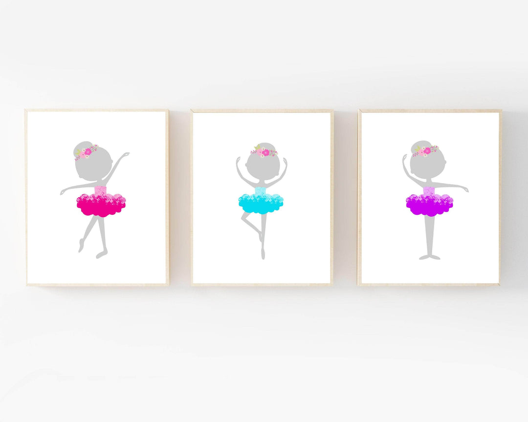 Set of 3 Ballerina Prints - Ballerina art print - Ballerina watercolor - Little girl gift - Dancer gift - Ballerina wall art - H1681 nursery art print baby nursery bedroom decor