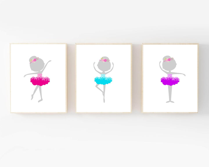 Set of 3 Ballerina Prints - Ballerina art print - Ballerina watercolor - Little girl gift - Dancer gift - Ballerina wall art - H1681 nursery art print baby nursery bedroom decor