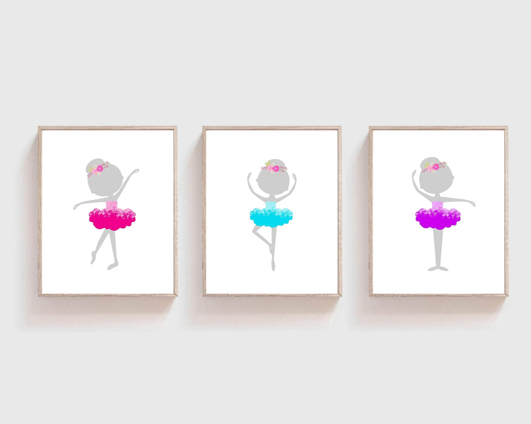 Set of 3 Ballerina Prints - Ballerina art print - Ballerina watercolor - Little girl gift - Dancer gift - Ballerina wall art - H1681 nursery art print baby nursery bedroom decor