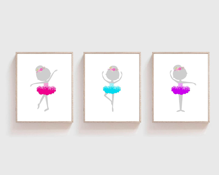 Set of 3 Ballerina Prints - Ballerina art print - Ballerina watercolor - Little girl gift - Dancer gift - Ballerina wall art - H1681 nursery art print baby nursery bedroom decor