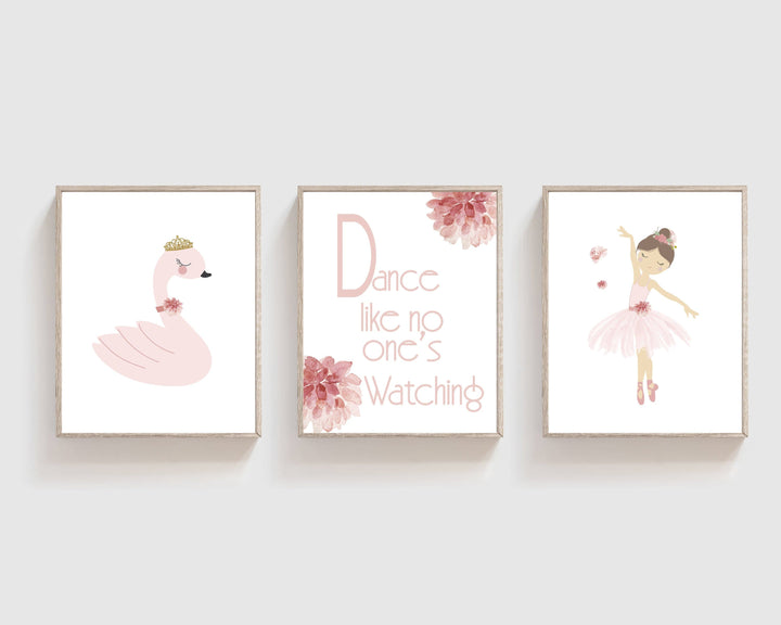 Set of 3 prints - Set of 3 wall art - Ballerina wall art - Ballerina Nursery Art - Girls Nursery Decor - Pink Nursery prints - H1654 nursery art print baby nursery bedroom decor