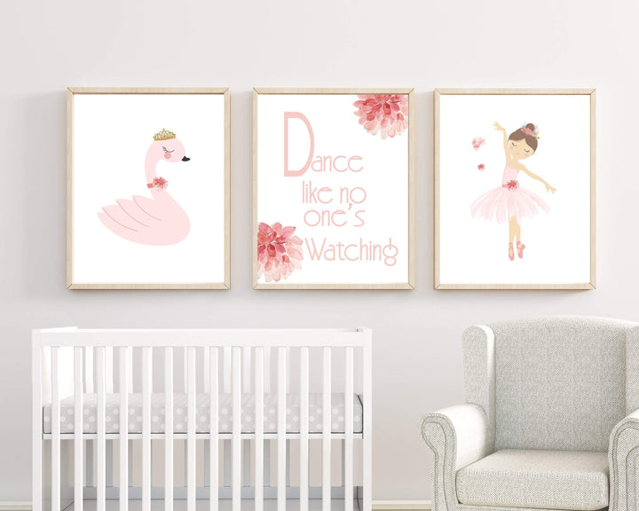 Set of 3 prints - Set of 3 wall art - Ballerina wall art - Ballerina Nursery Art - Girls Nursery Decor - Pink Nursery prints - H1654 nursery art print baby nursery bedroom decor
