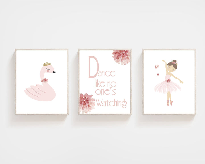 Set of 3 prints - Set of 3 wall art - Ballerina wall art - Ballerina Nursery Art - Girls Nursery Decor - Pink Nursery prints - H1654 nursery art print baby nursery bedroom decor