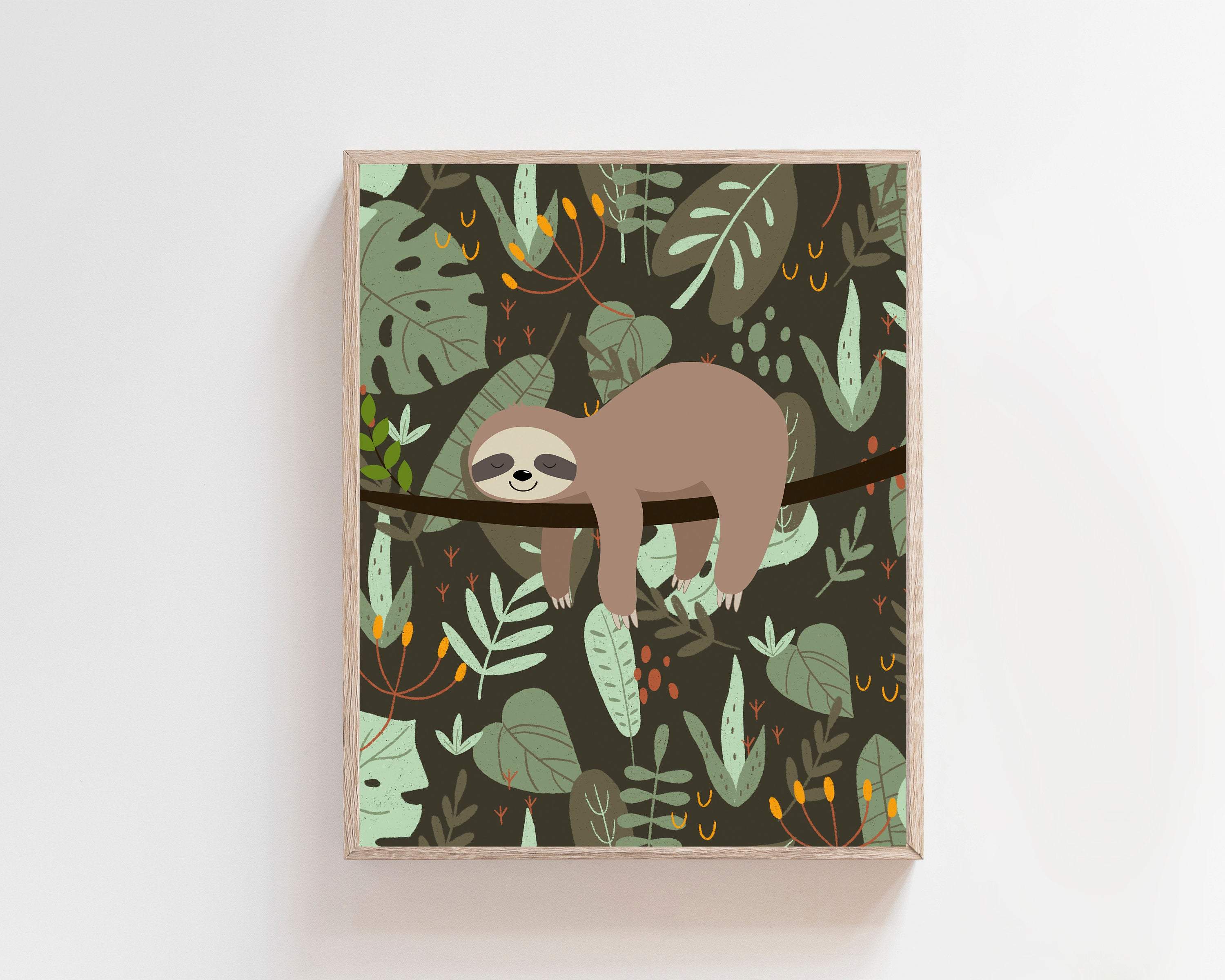 Sloth wall art | Boys bedroom printable | Wild animal art print nursery art print baby nursery bedroom decor