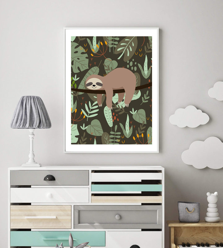 Sloth wall art | Boys bedroom printable | Wild animal art print nursery art print baby nursery bedroom decor