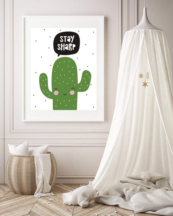 Stay sharp wall art, Cactus wall art print, Boys printable wall art, Printable cactus poster, Cactus printable art, instant download - H1383 nursery art print baby nursery bedroom decor