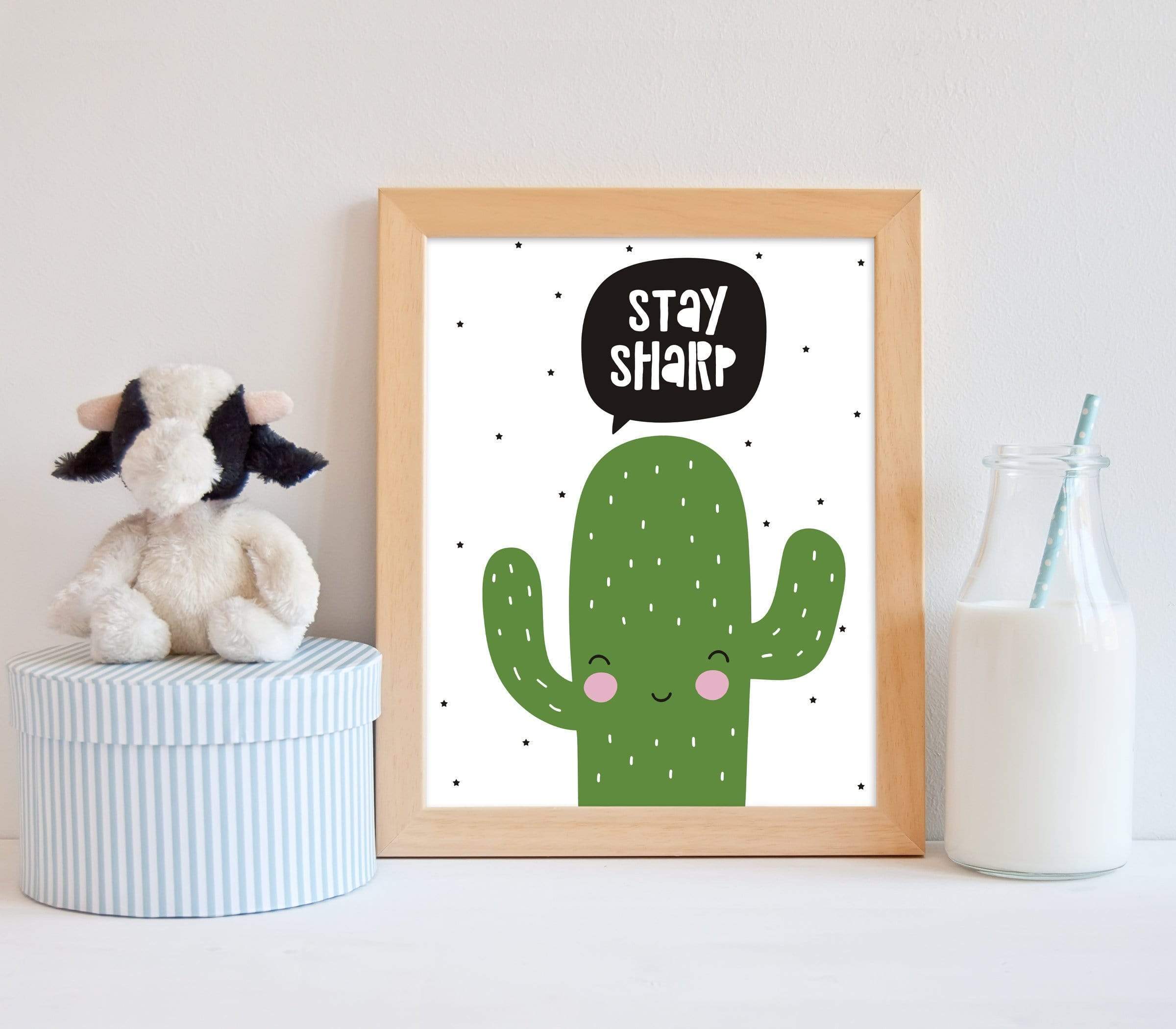 Stay sharp wall art, Cactus wall art print, Boys printable wall art, Printable cactus poster, Cactus printable art, instant download - H1383 nursery art print baby nursery bedroom decor