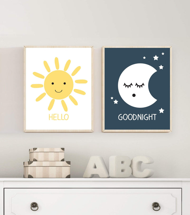 Sun Moon print - Moon art print - Sun wall art - Printable moon art - Nursery prints boys - Nursery printables - boys room wall art - H1597 nursery art print baby nursery bedroom decor