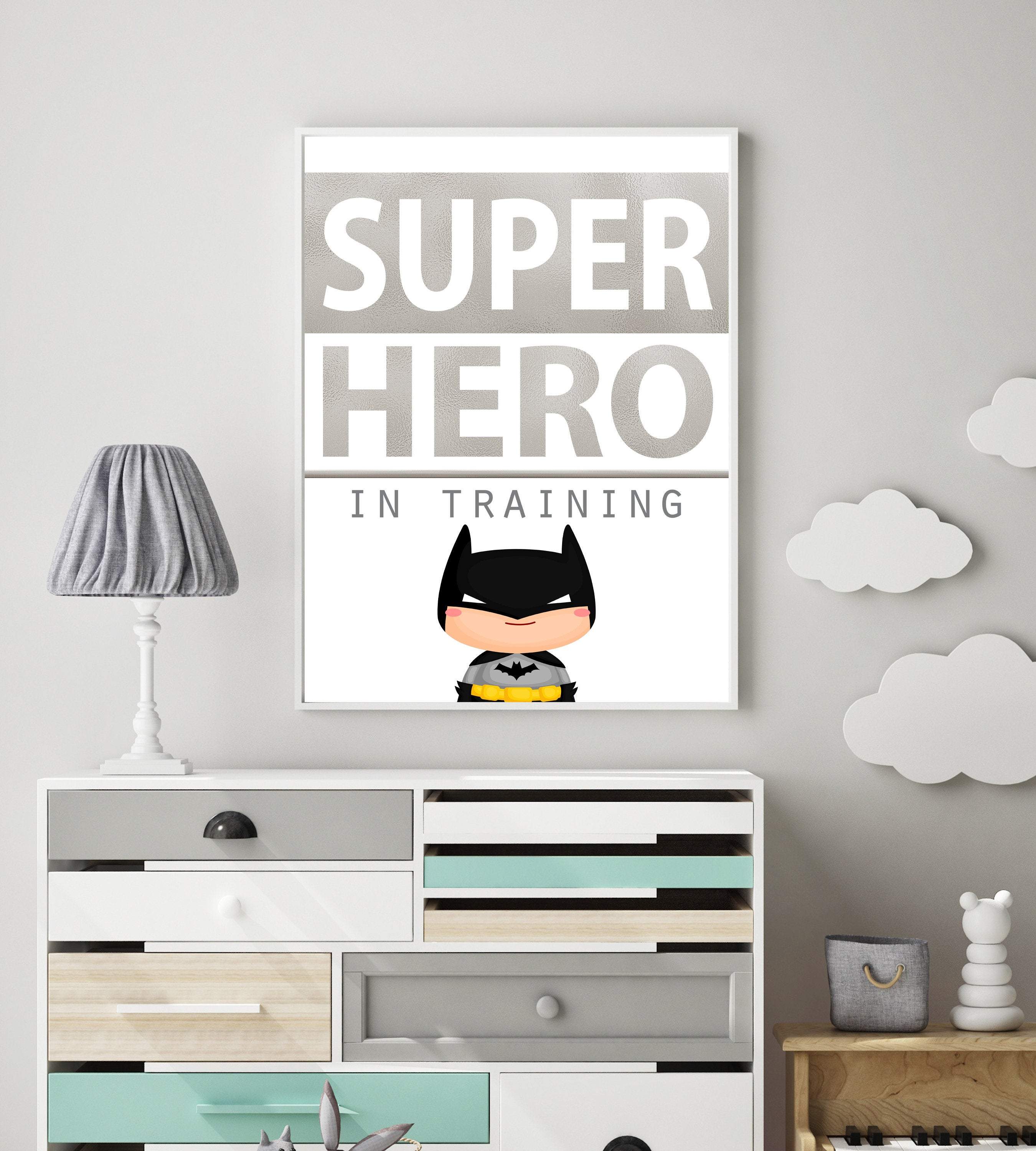 Super hero in training art print | Super hero wall decor nursery art print baby nursery bedroom decor