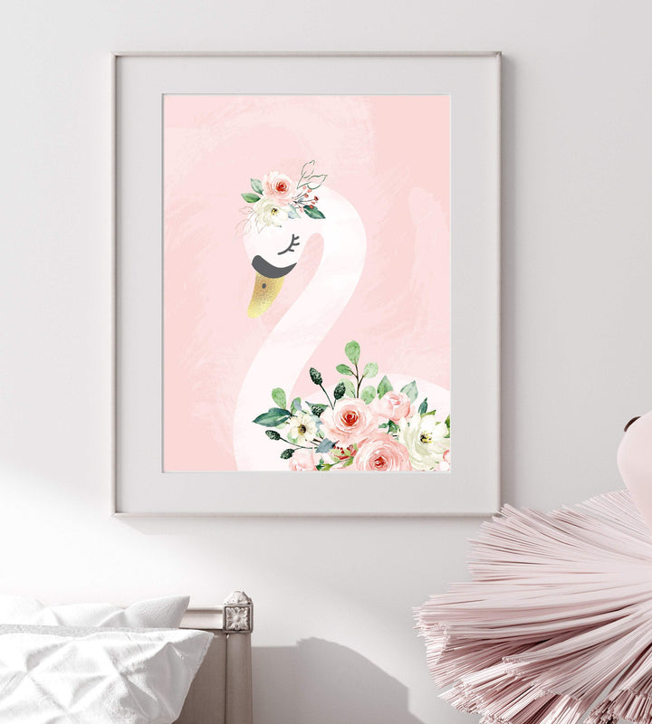 Swan nursery print - girl room wall art - Blush pink wall art - Printable wall art - Swan printable - Swan print nursery - Swan art print nursery art print baby nursery bedroom decor