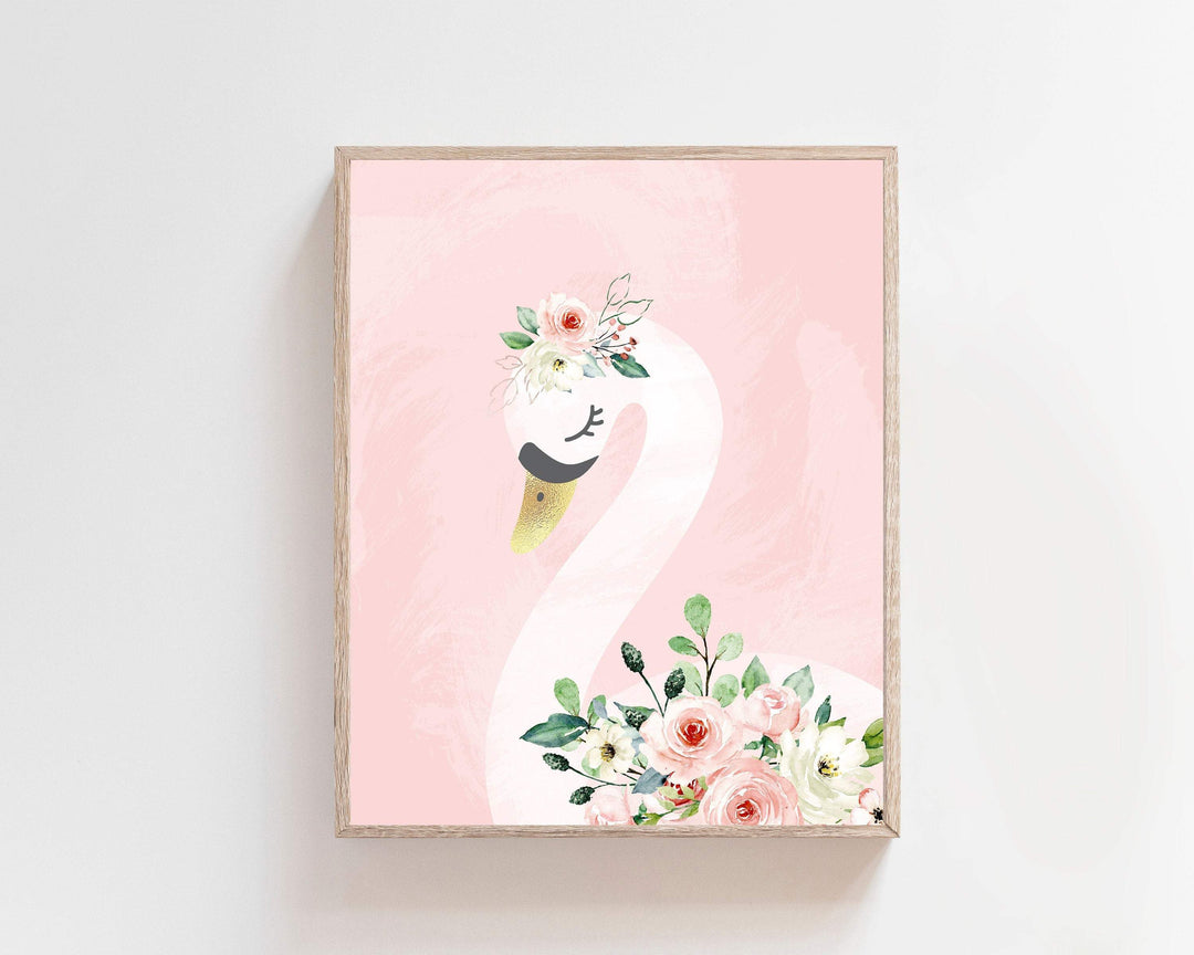 Swan nursery print - girl room wall art - Blush pink wall art - Printable wall art - Swan printable - Swan print nursery - Swan art print nursery art print baby nursery bedroom decor