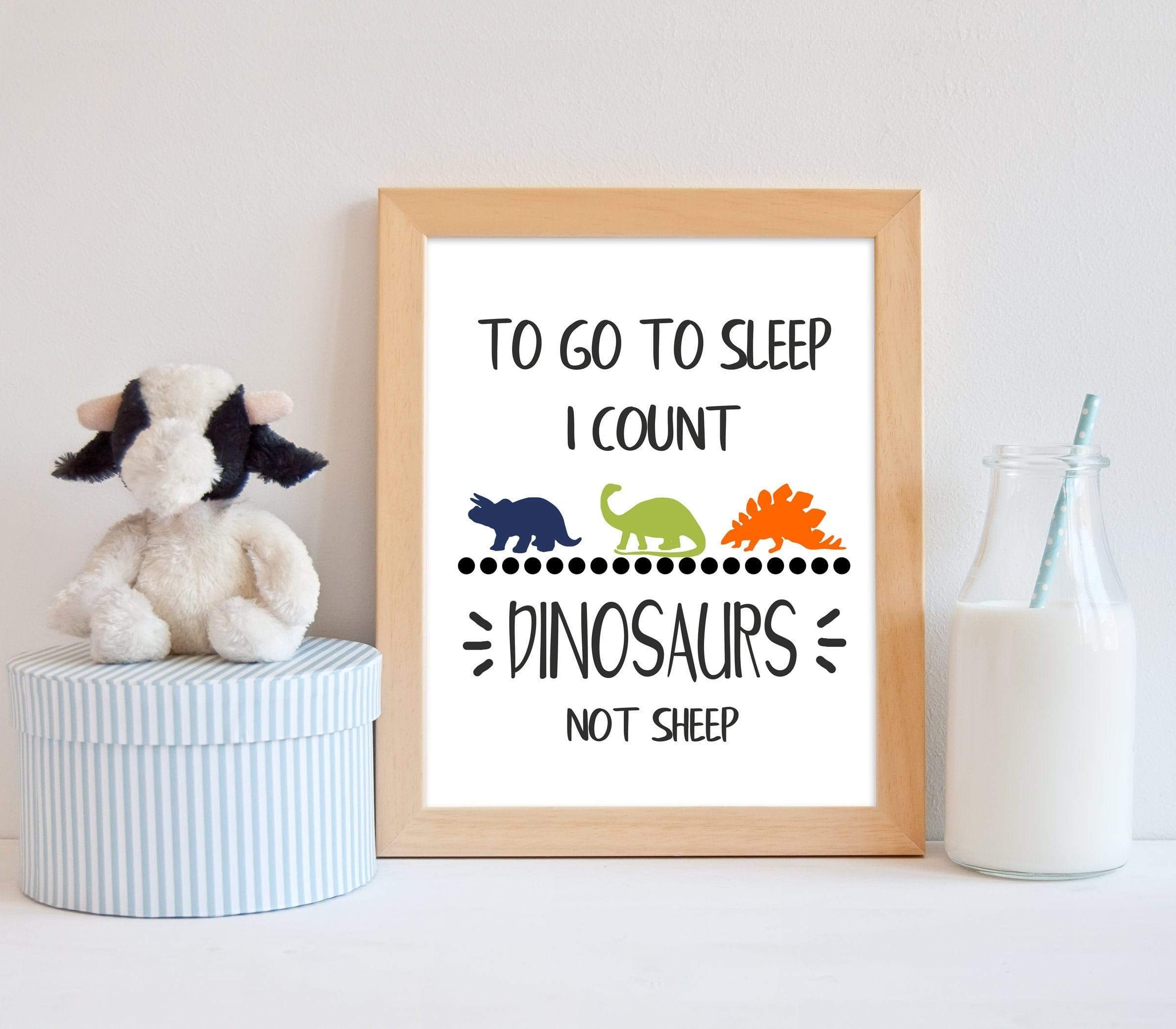 To go to sleep I count Dinosaurs Kids Nursery Wall Art Print nursery art print baby nursery bedroom decor