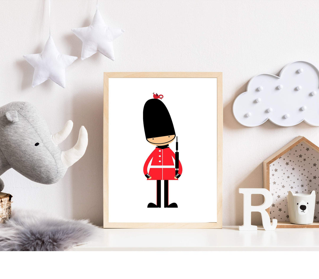 Toy Soldier art print - Boy nursery wall art - English guards - London print - UK gifts - Baby boy gift  - Modern boy nursery -  H2142 nursery art print baby nursery bedroom decor