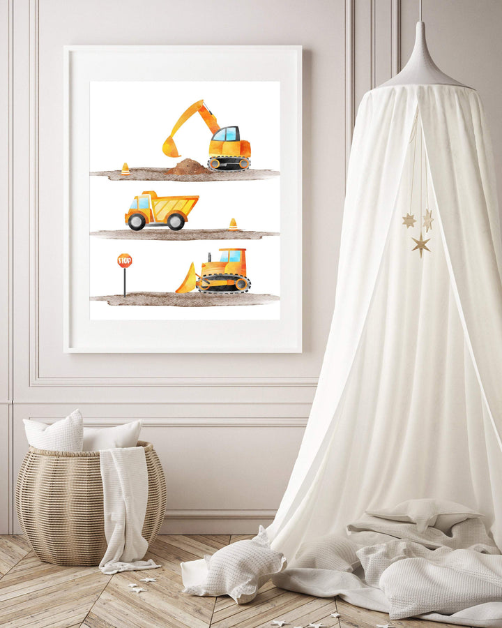 Truck Nursery Decor Art Print | Construction Decor | Truck Art Print nursery art print baby nursery bedroom decor