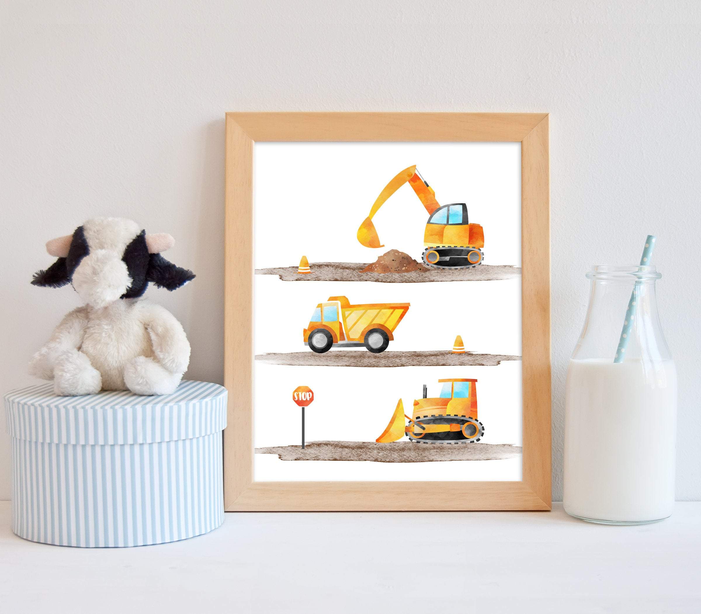 Truck Nursery Decor Art Print | Construction Decor | Truck Art Print nursery art print baby nursery bedroom decor