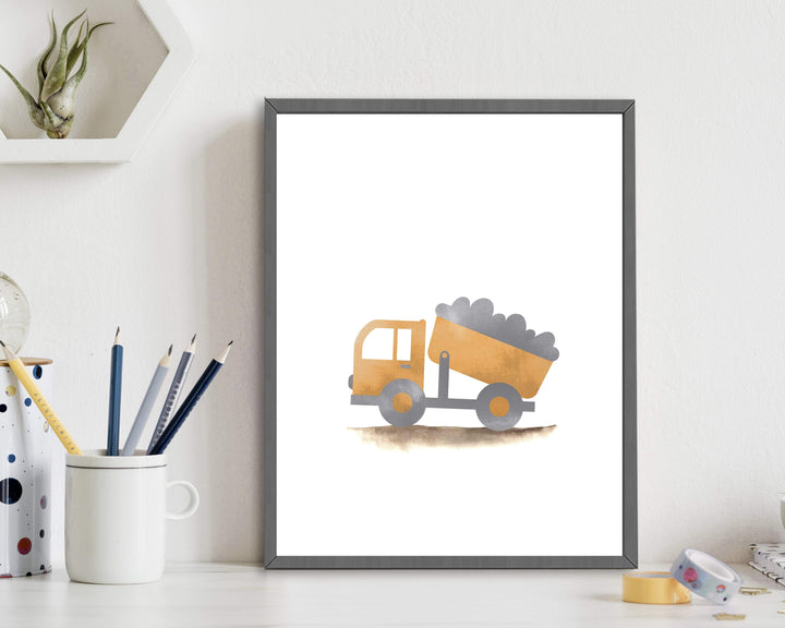 Truck prints - Truck Art - Construction Prints - Construction Nursery Art - Construction Decor - Baby Boy Nursery - Nursery Art - Set of 3 nursery art print baby nursery bedroom decor