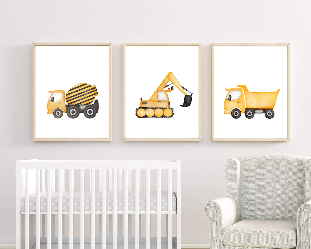 Truck Wall Art print set | Construction Truck Wall Art | Boys Room Decor nursery art print baby nursery bedroom decor