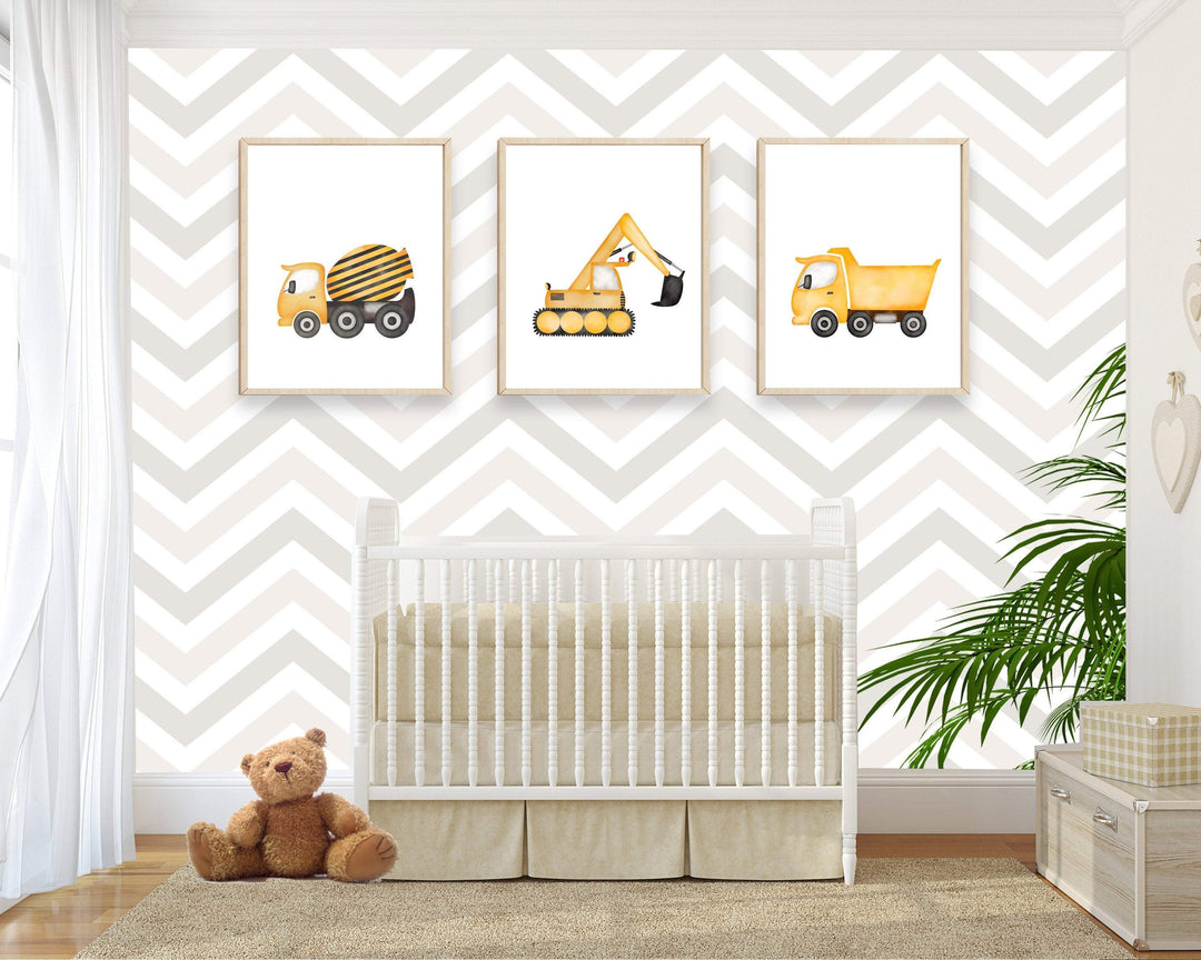 Truck Wall Art print set | Construction Truck Wall Art | Boys Room Decor nursery art print baby nursery bedroom decor