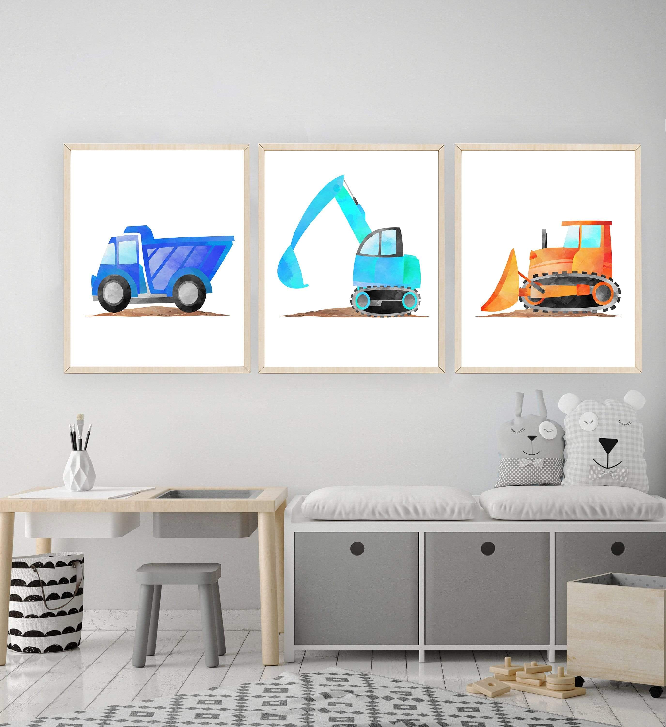 Truck Wall Art Printable | Construction nursery decor | Truck prints boys room nursery art print baby nursery bedroom decor