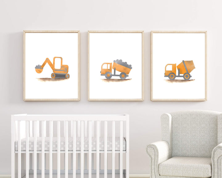 Truck Wall Art Printables | Construction Nursery Art | Set of 3 nursery art print baby nursery bedroom decor