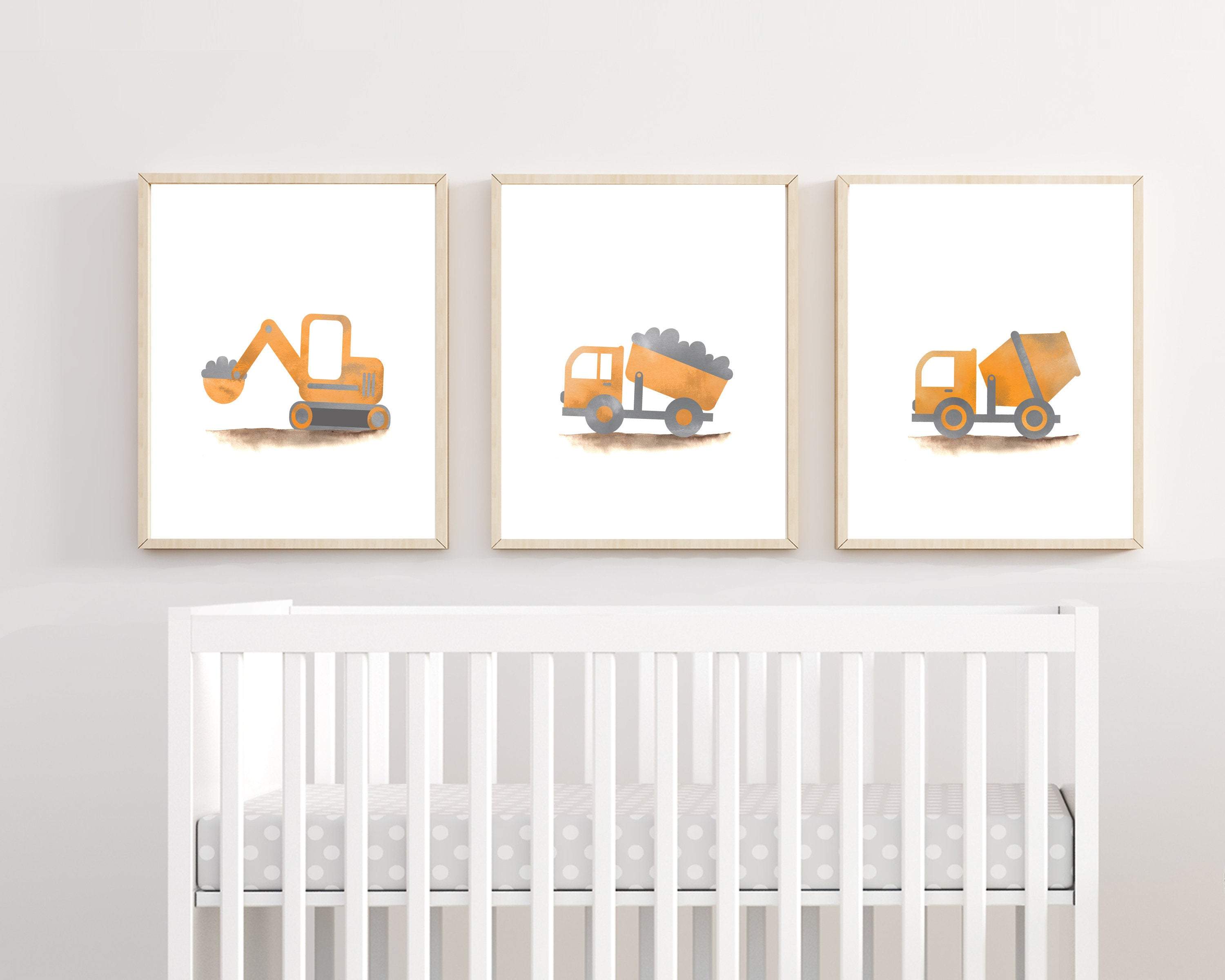 Truck Wall Art Printables | Construction Nursery Art | Set of 3 nursery art print baby nursery bedroom decor