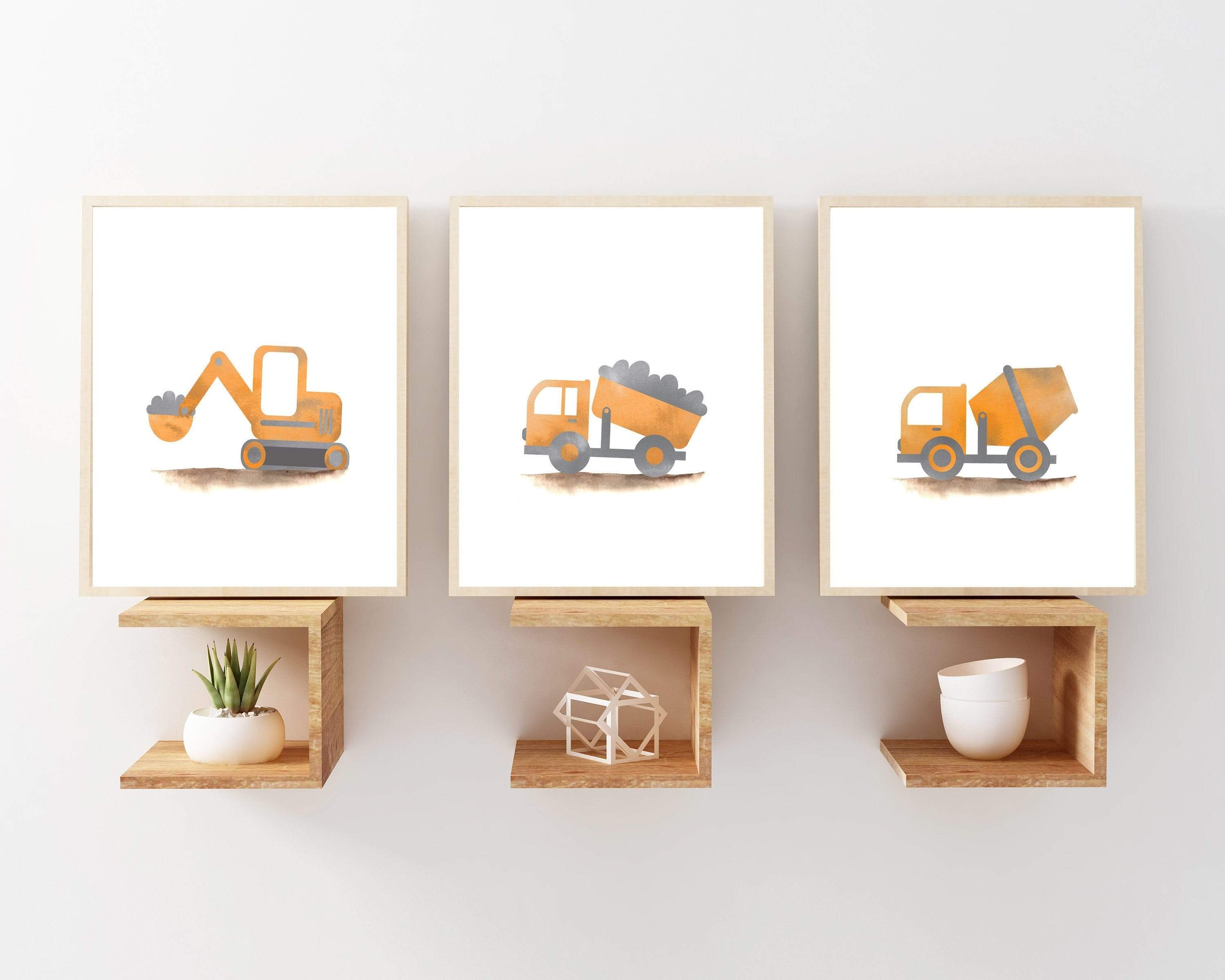 Truck Wall Art Printables | Construction Nursery Art | Set of 3 nursery art print baby nursery bedroom decor