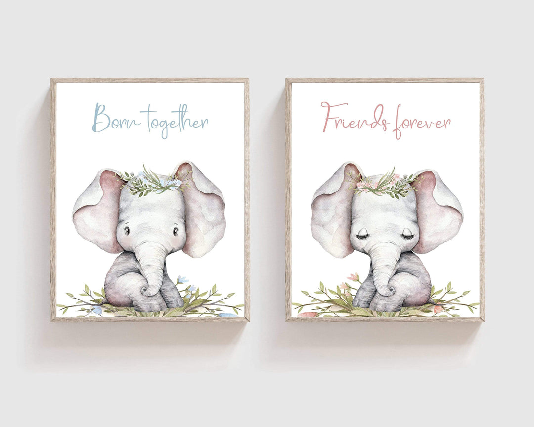 Twins nursery decor - Twins wall art prints - Boy girl Twins - Twins nursery art - Pink and Blue Twin Nursery - Gift for Twins -  Printables nursery art print baby nursery bedroom decor