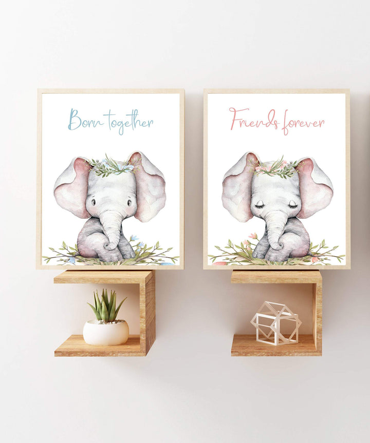 Twins nursery decor - Twins wall art prints - Boy girl Twins - Twins nursery art - Pink and Blue Twin Nursery - Gift for Twins -  Printables nursery art print baby nursery bedroom decor