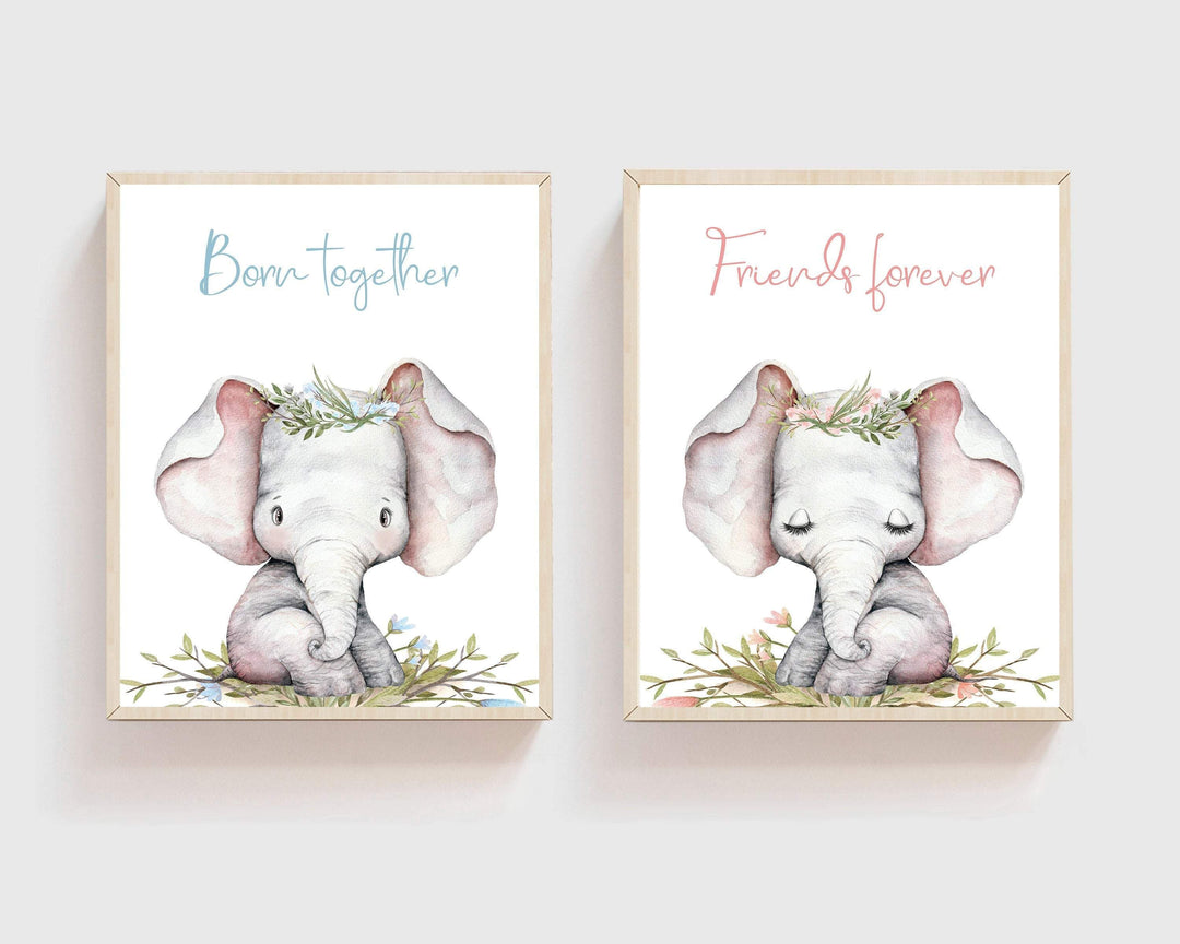 Twins nursery decor - Twins wall art prints - Boy girl Twins - Twins nursery art - Pink and Blue Twin Nursery - Gift for Twins -  Printables nursery art print baby nursery bedroom decor