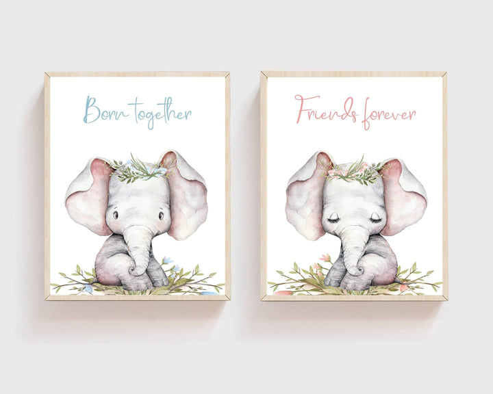 Twins nursery decor - Twins wall art prints - Boy girl Twins - Twins nursery art - Pink and Blue Twin Nursery - Gift for Twins -  Printables nursery art print baby nursery bedroom decor