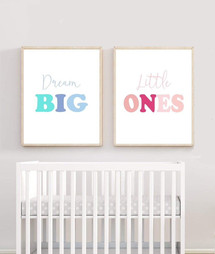 Twins nursery decor - twins wall art prints - twins nursery art - nursery prints - Blue Pink Nursery - Boy Girl Twins - Twins Gift - H1520 nursery art print baby nursery bedroom decor