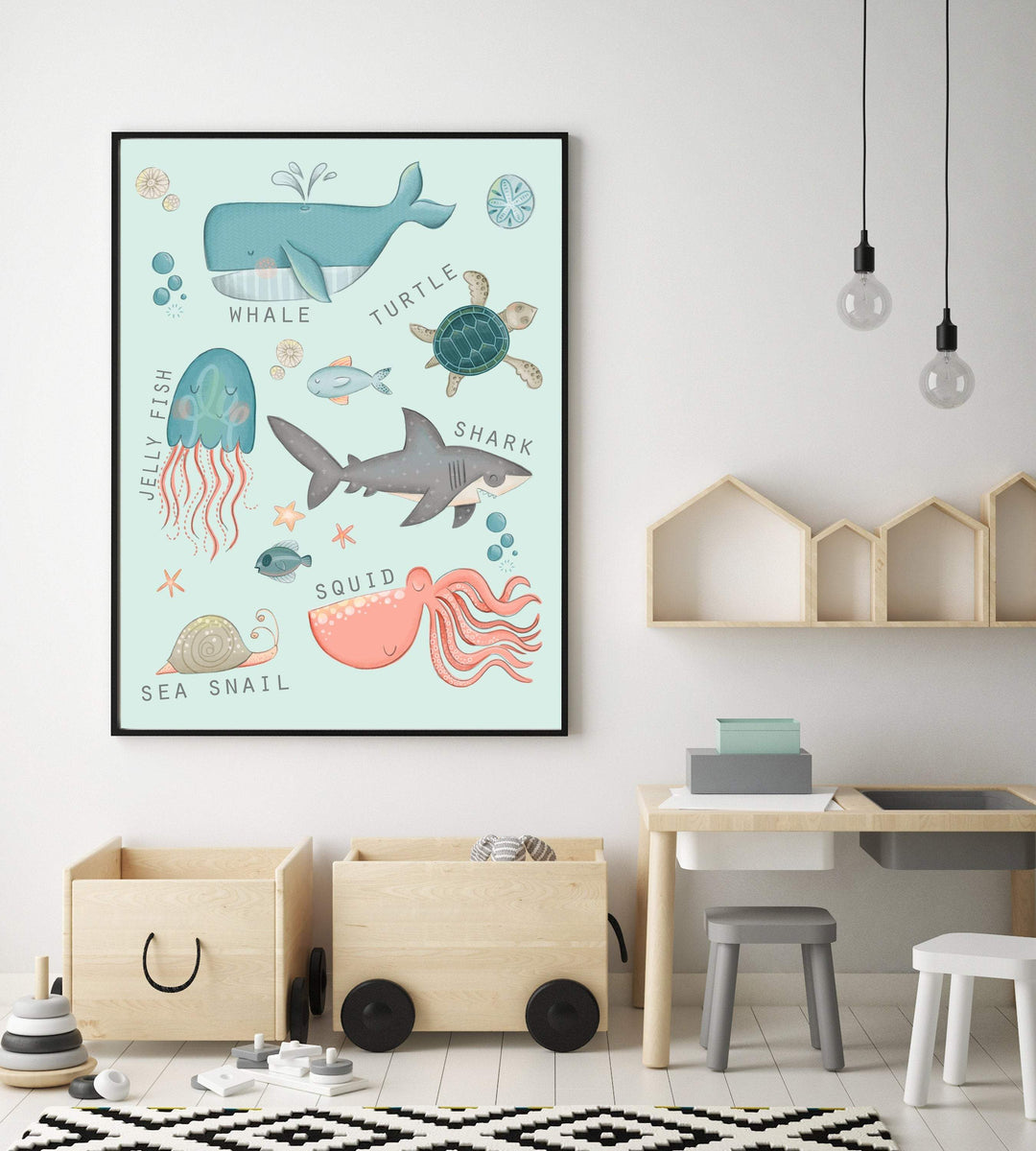Under the sea wall art nursery art print baby nursery bedroom decor